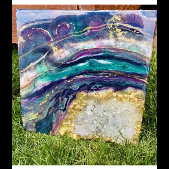 “ Royal Peacock" Original Geode Resin Art